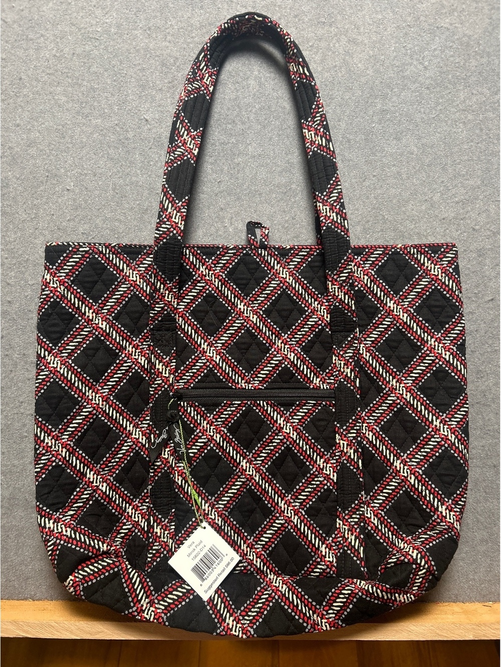 Vera Bradley Mink Plaid Quilted Tote Bag